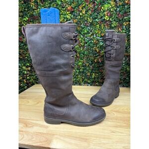 UGG ELSA Winter WATERPROOF Boots Shoes Sherpa Interior Leather Brown Women's 9